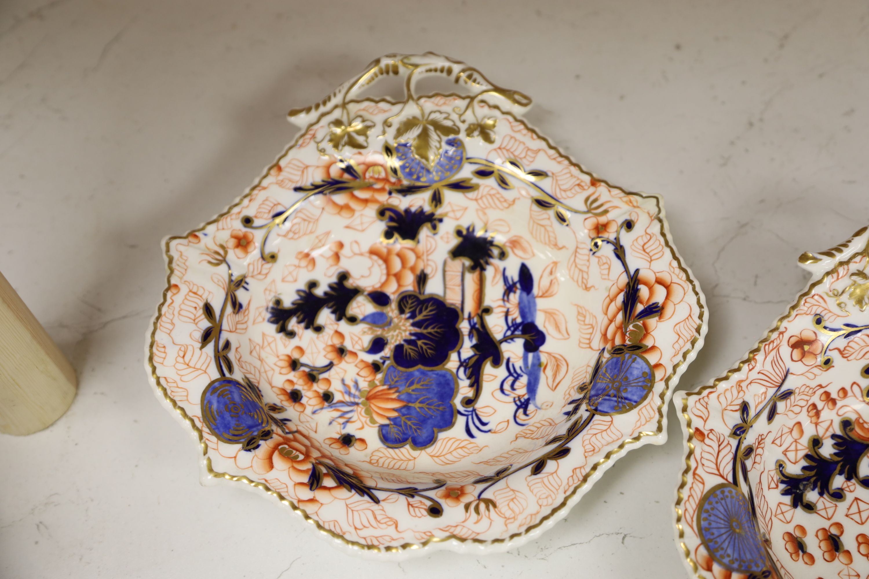 An English porcelain Imari part dessert service